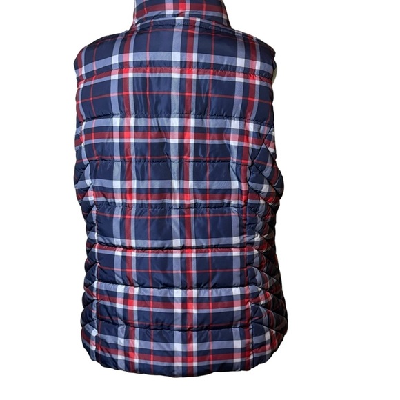 Tommy Hilfiger Plaid Puffer Vest Navy Red Check XL - Picture 7 of 13